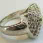 Antique Vintage 1980-s Sterling Silver Amethysts Ring Size UK P, US 7 1/2 7.2 g