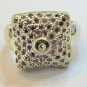 Antique Vintage 1980-s Sterling Silver Amethysts Ring Size UK P, US 7 1/2 7.2 g