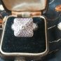 Antique Vintage 1980-s Sterling Silver Amethysts Ring Size UK P, US 7 1/2 7.2 g