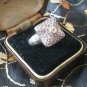 Antique Vintage 1980-s Sterling Silver Amethysts Ring Size UK P, US 7 1/2 7.2 g