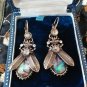 Abalone Antique Vintage Beetle Earrings Gold Tone - Beautiful Piece of History!