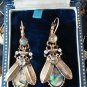 Abalone Antique Vintage Beetle Earrings Gold Tone - Beautiful Piece of History!