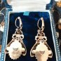 Abalone Antique Vintage Beetle Earrings Gold Tone - Beautiful Piece of History!