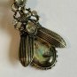 Abalone Antique Vintage Beetle Earrings Gold Tone - Beautiful Piece of History!
