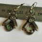 Abalone Antique Vintage Beetle Earrings Gold Tone - Beautiful Piece of History!