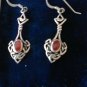 Vintage 1980-s  925 Silver Celtic Style Carnelian Set Drop Dangle Earrings