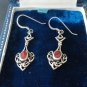 Vintage 1980-s 925 Silver Celtic Style Carnelian Set Drop Dangle Earrings