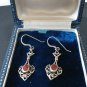 Vintage 1980-s 925 Silver Celtic Style Carnelian Set Drop Dangle Earrings