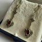 Vintage 1980-s 925 Silver Celtic Style Carnelian Set Drop Dangle Earrings