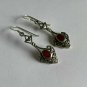 Vintage 1980-s 925 Silver Celtic Style Carnelian Set Drop Dangle Earrings