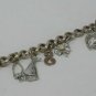 Vintage 1960 Sterling Silver 925 Curb Link Charm Bracelet x 6 Charms Heavy 23 g