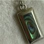 Vintage 1970-2 925 Silver & Abalone Shell Drop Dangle Rectangular Earrings