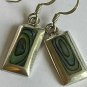 Vintage 1970-2 925 Silver & Abalone Shell Drop Dangle Rectangular Earrings
