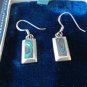 Vintage 1970-2 925 Silver & Abalone Shell Drop Dangle Rectangular Earrings