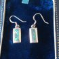 Vintage 1970-2 925 Silver & Abalone Shell Drop Dangle Rectangular Earrings