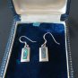 Vintage 1970-2 925 Silver & Abalone Shell Drop Dangle Rectangular Earrings