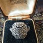Antique Vintage Art Deco Sterling Silver & Marcasite Ring Size UK W, US 11 1/4