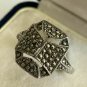 Antique Vintage Art Deco Sterling Silver & Marcasite Ring Size UK W, US 11 1/4