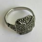 Antique Vintage Art Deco Sterling Silver & Marcasite Ring Size UK W, US 11 1/4
