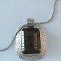 Vintage Sterling Silver Heavy Smoky Quartz Necklace circa 1965 - 1970