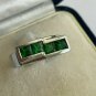 1970-s 925 Silver & Green Cubic Zircon Very Heavy Ring 8 Gram