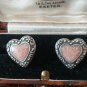 Antique Vintage Art Deco 925 Silver Stone Set Heart Shaped Stud Earrings 7 Gram