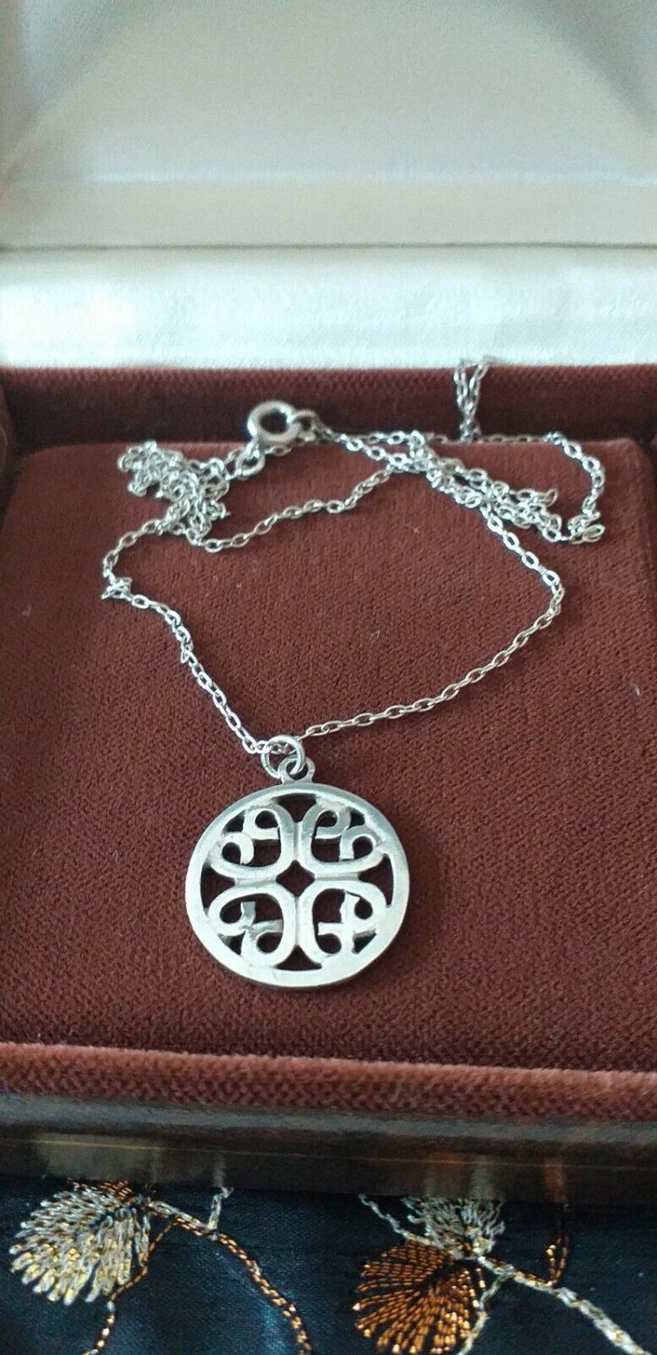 Vintage 1950-S Sterling Silver Celtic  Circular Pendant & 20 Inch Chain