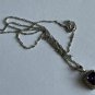 Vintage 925 Silver Chequerboard Amethyst & Cubic Zirconia Pendant & 18in Chain