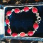 Stunning Colour Vintage 1970 Sterling Silver 925 Red Glass Bracelet 10.3 gram