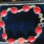 Stunning Colour Vintage 1970 Sterling Silver 925 Red Glass Bracelet 10.3 gram