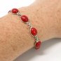Stunning Colour Vintage 1970 Sterling Silver 925 Red Glass Bracelet 10.3 gram
