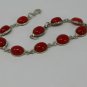 Stunning Colour Vintage 1970 Sterling Silver 925 Red Glass Bracelet 10.3 gram