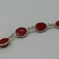 Stunning Colour Vintage 1970 Sterling Silver 925 Red Glass Bracelet 10.3 gram