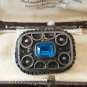 Antique Vintage Victorian Aquamarine Sterling Silver Brooch Pendant Hallmarked