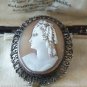 Antique Vintage Victorian Cameo Sterling Silver Carved Brooch Hallmarked 900