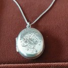 Vintage Birmingham 1969 Sterling Silver Floral Picture Locket & 18 Inch Chain
