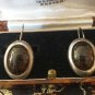 Antique Vintage Victorian Sterling Silver 925 Oval Amber Dropper Earrings