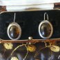 Antique Vintage Victorian Sterling Silver 925 Oval Amber Dropper Earrings