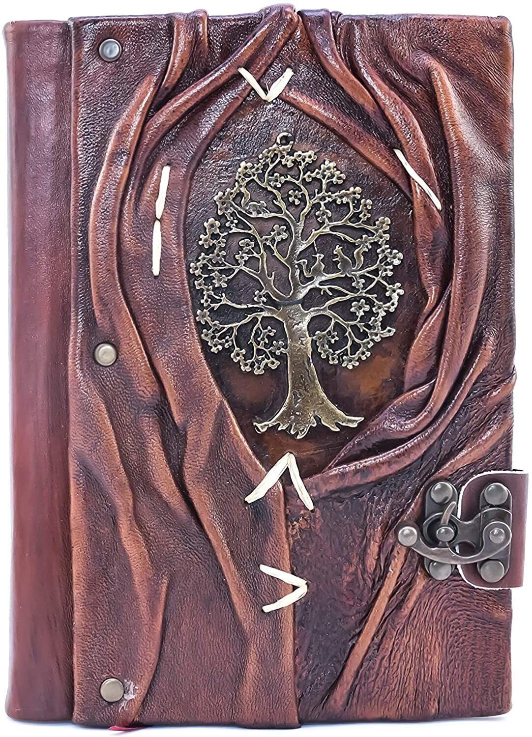 WITCHCRAFT SPELLS - Genuine Leather Writing Journal Book (Tree of Life) HANDMADE