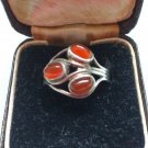 Antique Vintage Edwardian Carnelian Silver Ring Size UK O, US 7