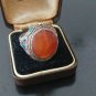 Antique Vintage 1900-s Solid Silver Agate Enameled Heavy Chinese Ring UK R, US 8