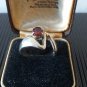 Antique Vintage 1930-s Ruby Sterling Silver Ring Size UK P 1/2, US 7 3/4, 4.1g