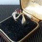 Antique Vintage 1930-s Ruby Sterling Silver Ring Size UK P 1/2, US 7 3/4, 4.1g