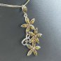 Antique Vintage 1950-s 925 Silver & Baltic Amber Floral Pendant & 17 Inch Chain
