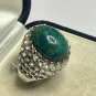Antique Vintage Edwardian 925 Silver & Cabochon Turquoise Large Ring Size N 1/2
