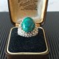 Antique Vintage Edwardian 925 Silver & Cabochon Turquoise Large Ring Size N 1/2