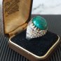 Antique Vintage Edwardian 925 Silver & Cabochon Turquoise Large Ring Size N 1/2
