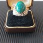 Antique Vintage Edwardian 925 Silver & Cabochon Turquoise Large Ring Size N 1/2