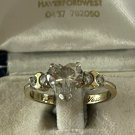 Antique Vintage Late Edwardian 925 Silver & Zircon Heart Ring Size UK S, US 9