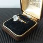 Antique Vintage Late Edwardian 925 Silver & Zircon Heart Ring Size UK S, US 9